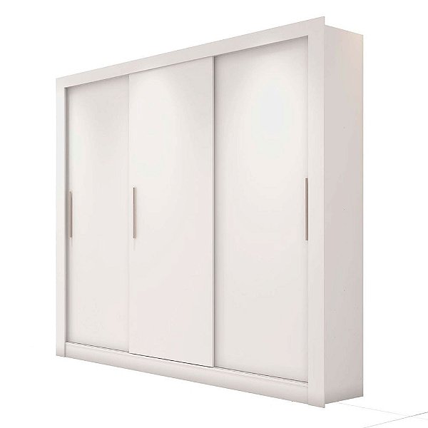 Guarda Roupa Casal Grande 3 Portas 2 Gavetas Branco Glass