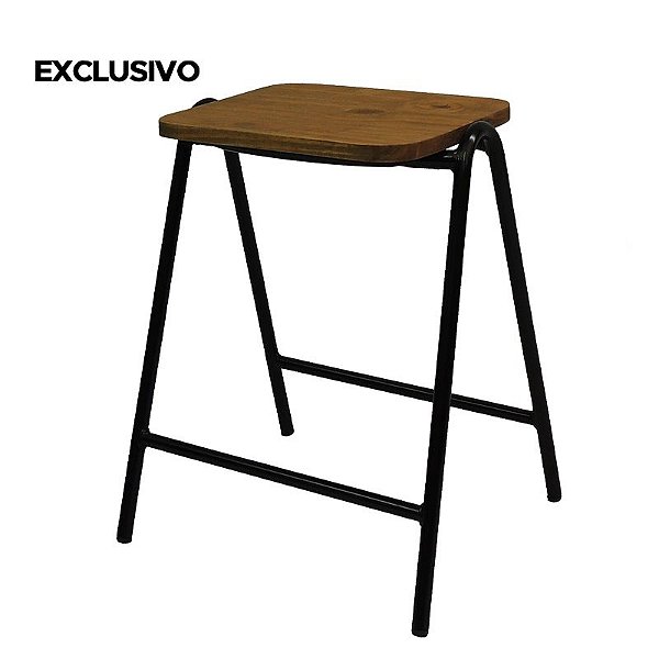 Banco Stak Decorativo Baixo Preto - Overseas