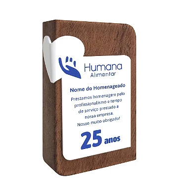Código 2467 - Troféu madeira nobre ou sustentável retangular com relevo aplicado