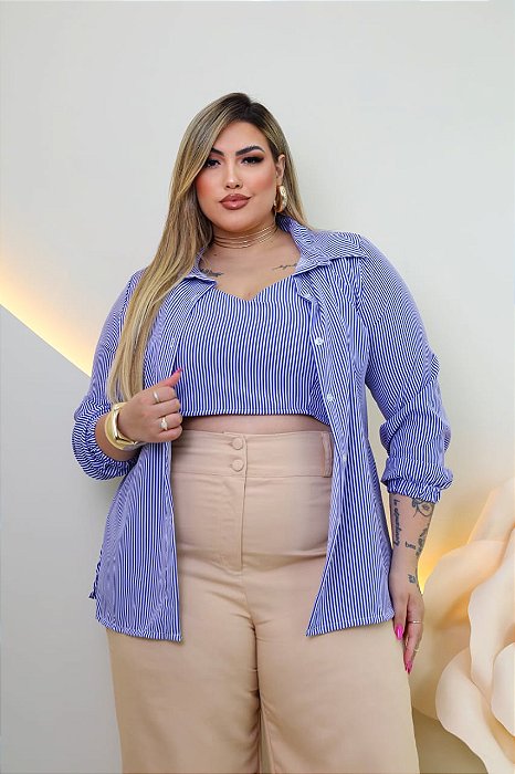 Conjunto Camisa e Top Listrado