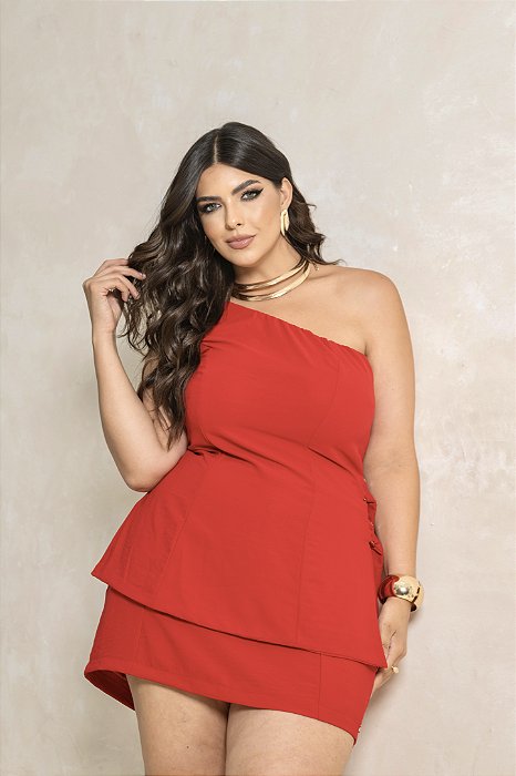 CONJ.BLUSA OMBRO UNICO C/FIVELAS