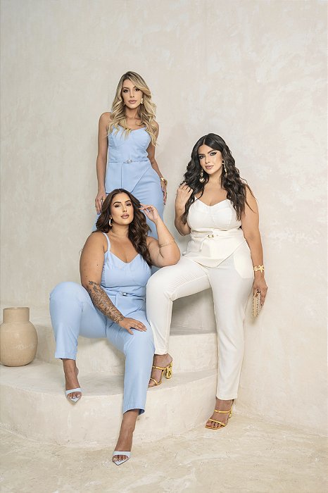 CONJ.BLUSA C/CINTO E CALÇA 11419