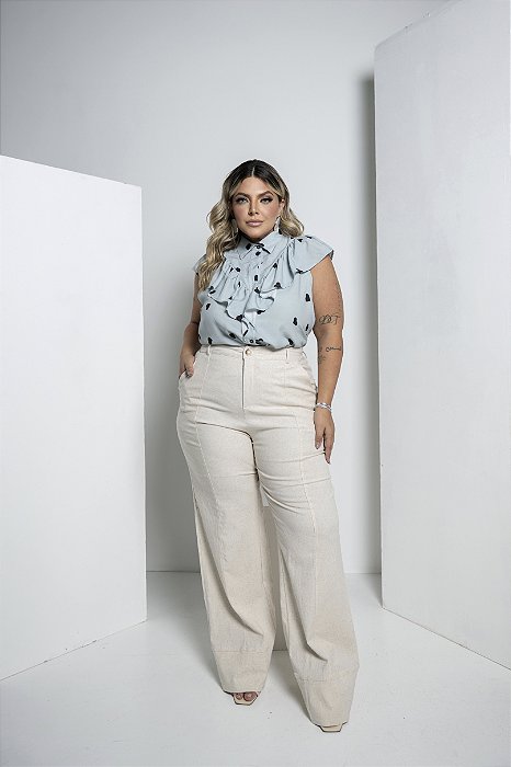 Calça Plus Size Linho com Elastano