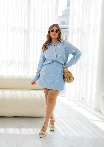 Vestido Camisa Bordado Margaridas