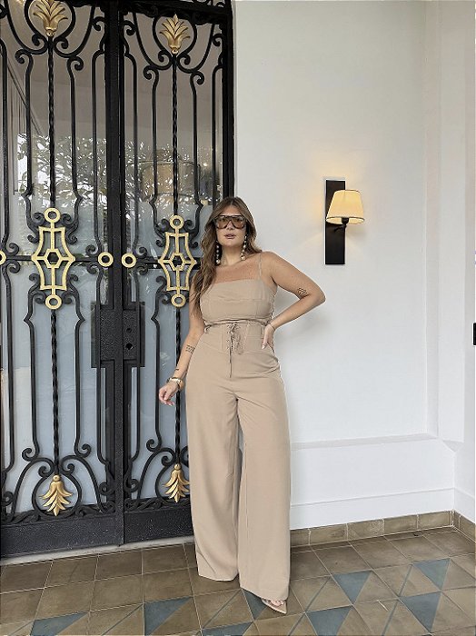 Conjunto Cropped e Calça Pantalona