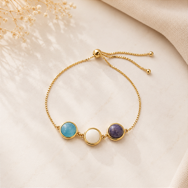 Pulseira Ágata Azul, Madrepérola e Sodalita