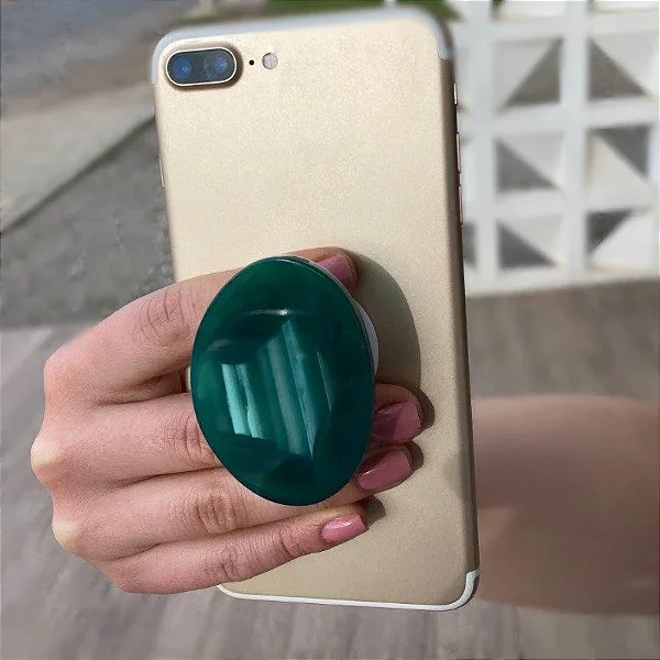 PopSocket em Pedra Natural de Ágata Verde