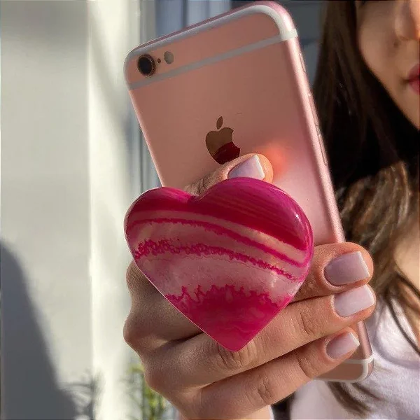 PopSocket em Pedra Natural de Coração