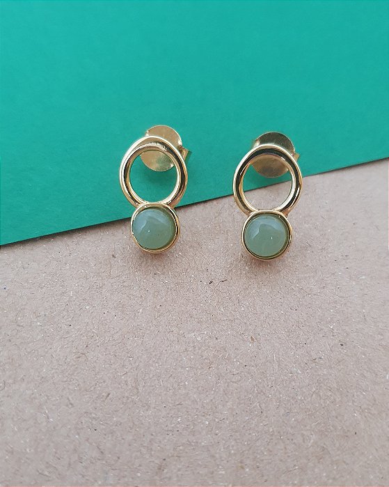 Brinco Aro Quartzo Verde