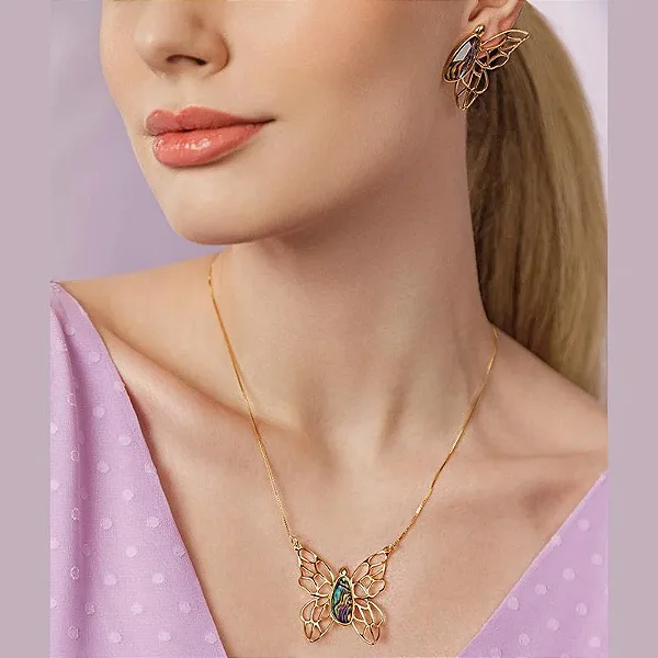 Conjunto Asa de Borboleta e Abalone