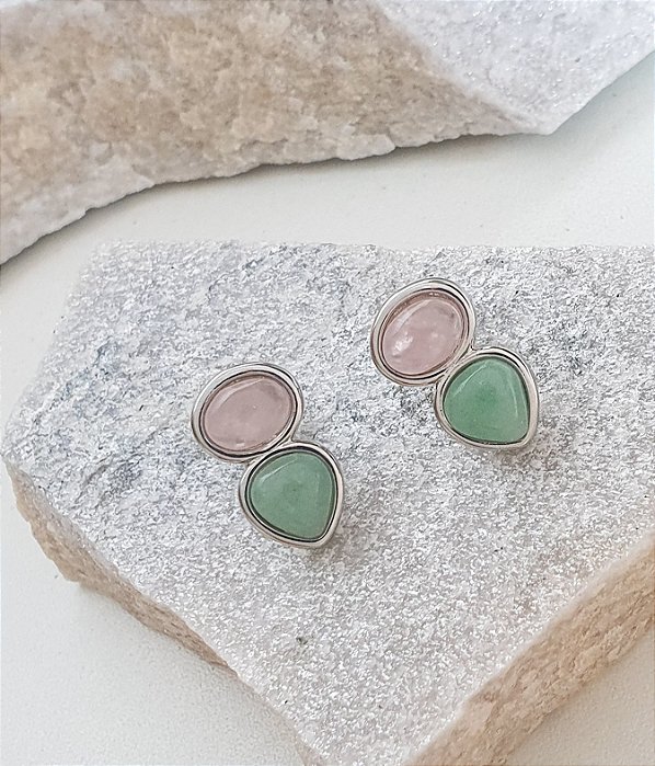 Brinco com duo Pedra