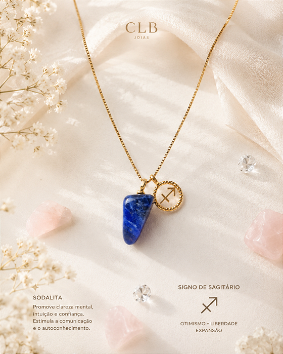 Colar Signo Sagitário com Sodalita