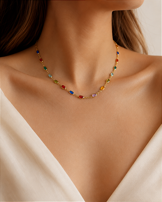 Choker de Cristais Coloridos