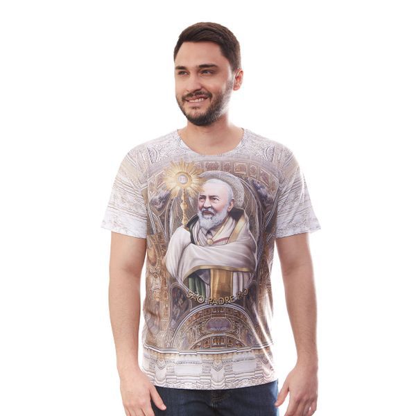 Camiseta Padre Pio - Moda Católica Santa Cruz