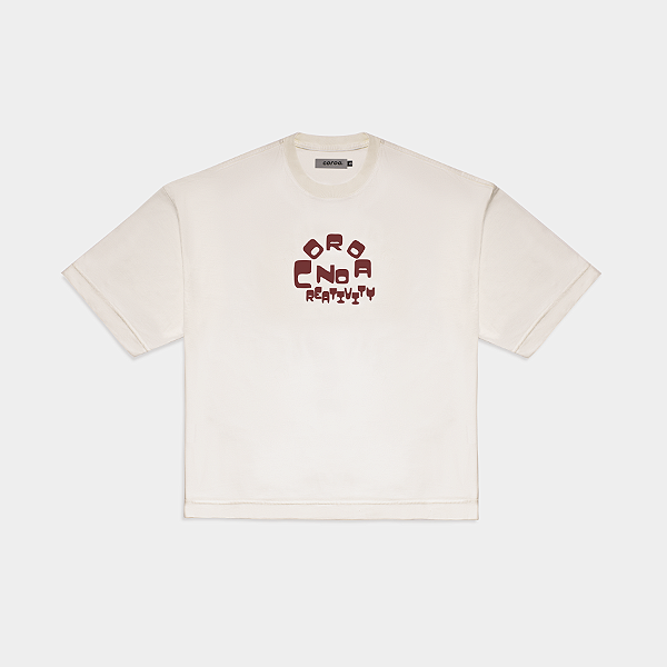 Camiseta Boxy No Creativity Off White Coroa