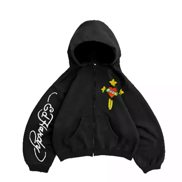 1of1 Ed Hardy Moletom Love is a Gamble Preto com Ziper