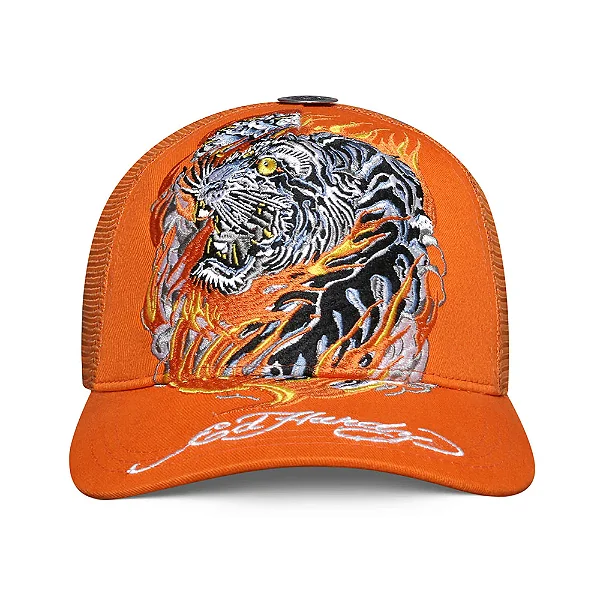 Boné Trucker Flaming Tiger Ed Hardy