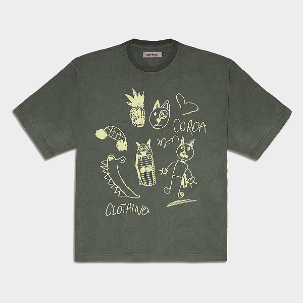 Camiseta Drawings of Him Verde
