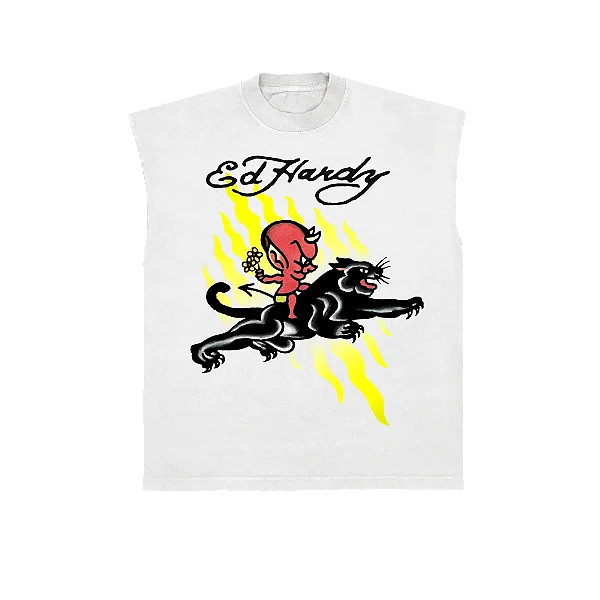 Sleeveless Tee Ed Hardy "Sweet Evil" White