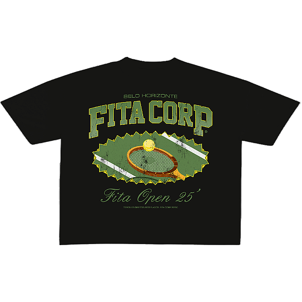 Camiseta Boxy Fita Open Preta