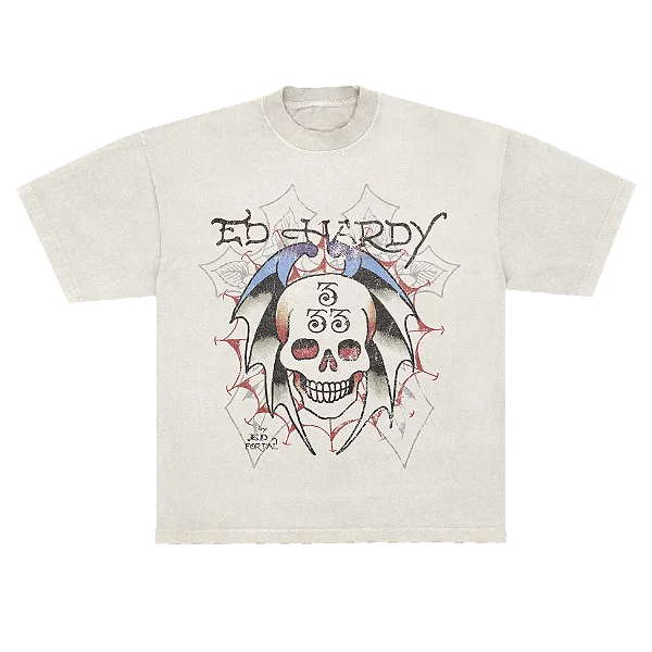 Camiseta "Bat Skull" Ed Hardy x Matuê Off White