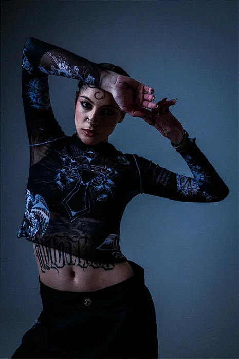 Tule Feminino Preto "Tattooed Skin" Ed Hardy x Matuê