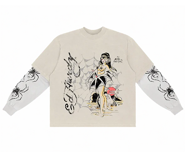 Matuê x Ed Hardy Camiseta Manga Longa Masculino Tarantula Off White