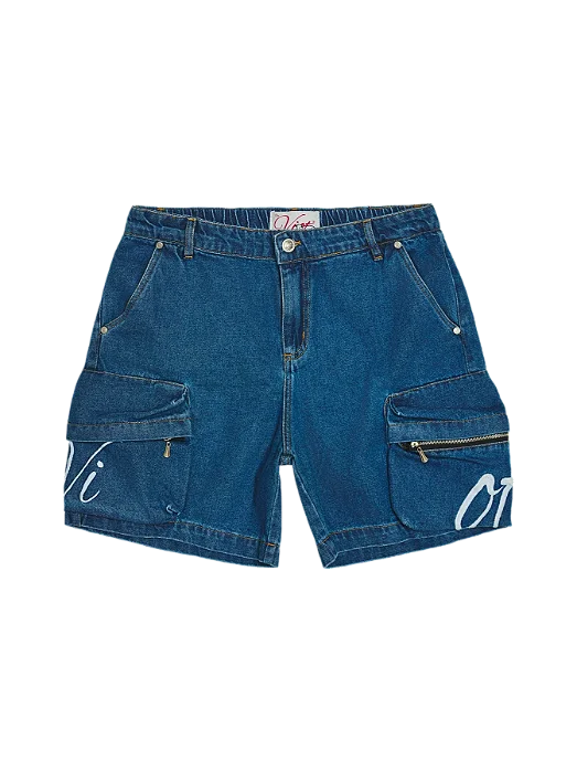 Bermuda Cargo "Trailman" Jeans Viot Azul Marinho