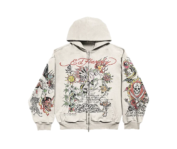Moletom Zip Up Off White "Fortal" Ed Hardy x Matuê