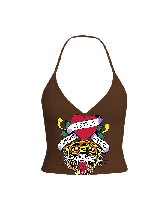 Blusa frente única Marrom "Wild Love"