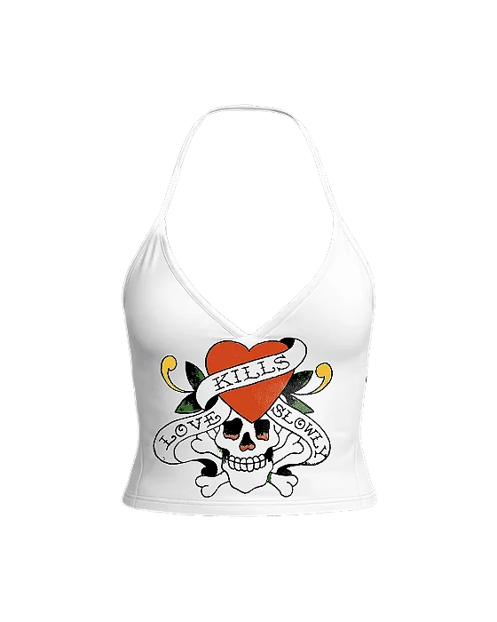 Blusa frente única Branco "Love Kills"