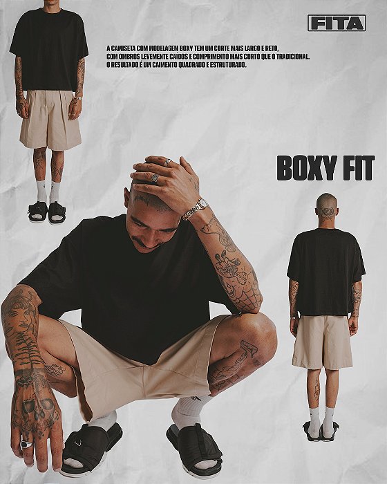 Camiseta Boxy Lisa Preta FIta Corp