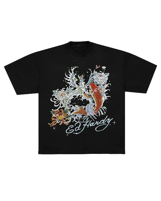 Camiseta Preta "Carpa" Ed Hardy