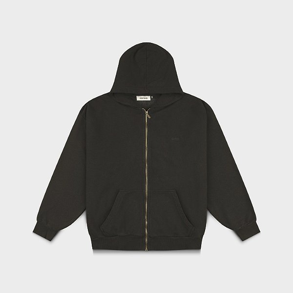 Moletom Washed Zip Preto Coroa