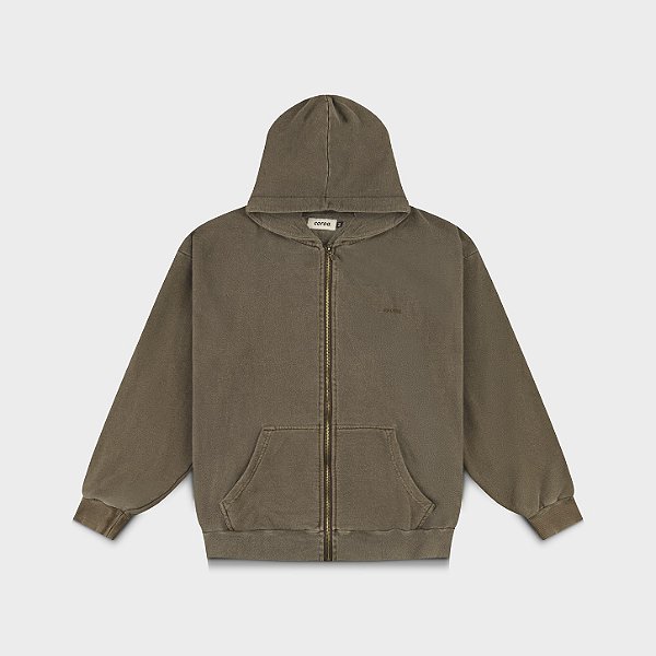 Moletom Washed Zip Marrom