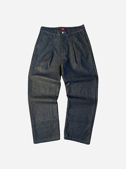 Raw Pleated Baggy Jeans