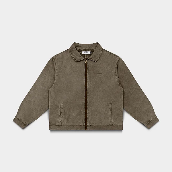Jaqueta Worker Zip Marrom Coroa
