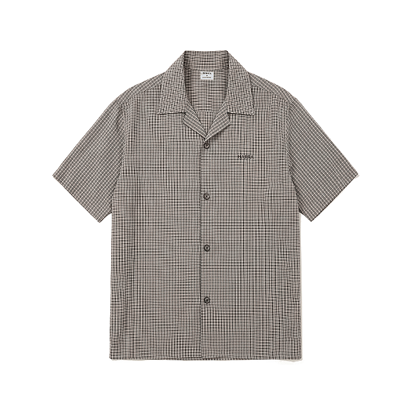 Camisa de Botão Barra Logo Xadrez Cinza