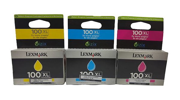 Cartuchos Coloridos Lexmark 100XL Originais