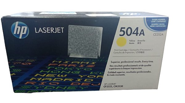 Toner HP 504A Yellow CE252A Original CP3525n Amarelo