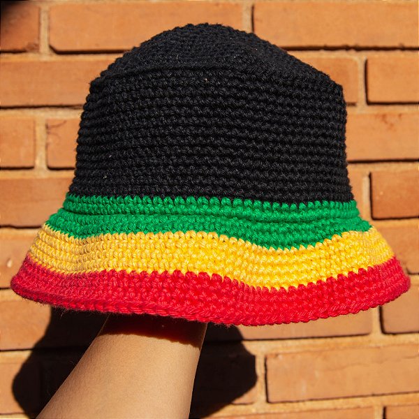 Chapéu Bucket de Crochê Jamaica