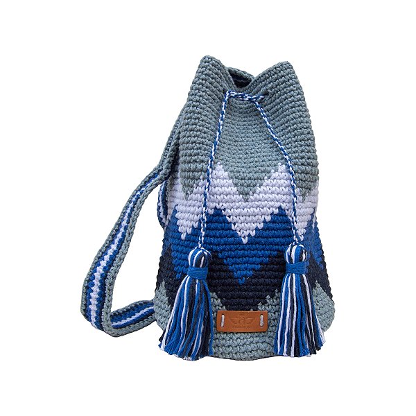 Bolsa Saco de Crochê Zig Zag