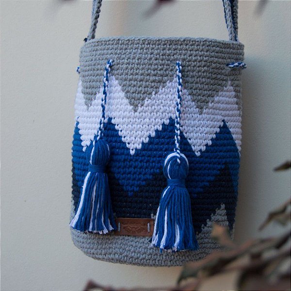 Bolsa Saco de Crochê Zig Zag