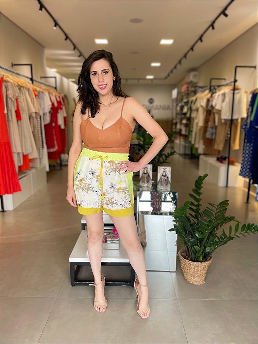Shorts linho estampado