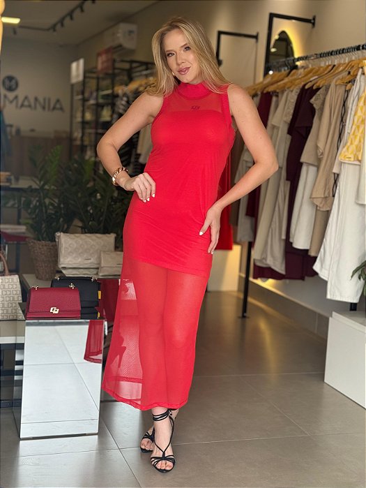 Vestido Tule Vermelho