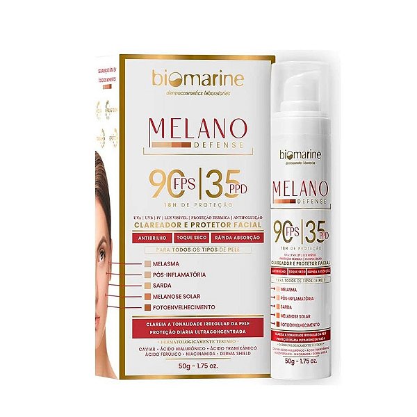 Biomarine Melano Defense Protetor Solar Clareador fps90 50g