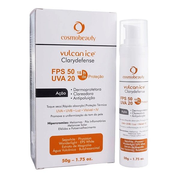 Cosmobeauty Clarydefense Vulcan Ice Fps 50 Protetor Solar 50g