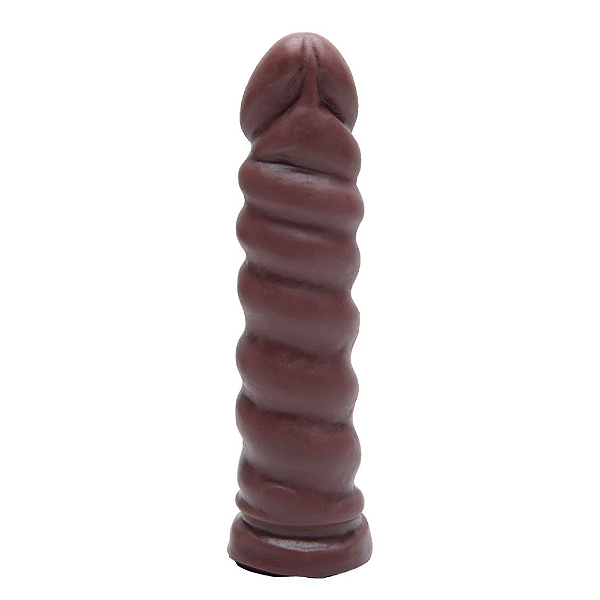 PRÓTESE ONDULADA EM SILICONE 17,5 X 3,8CM MARROM PRAZER E CIA