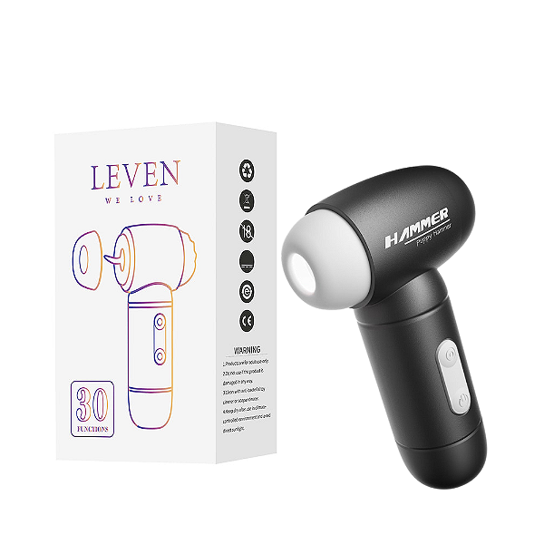 VIBRADOR RECARREGÁVEL 3 EM 1 COM 10 MODOS DE PULSAÇÕES E 10 VIBRAÇÕES LEVEN HAMMER PRETO