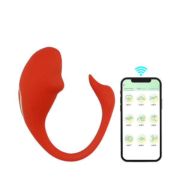 VIBRADOR RECARREGÁVEL CONTROLADO POR APLICATIVO COM 9 MODOS ESTIMULADOR DO PONTO G E CLITÓRIS AMINA VERMELHO